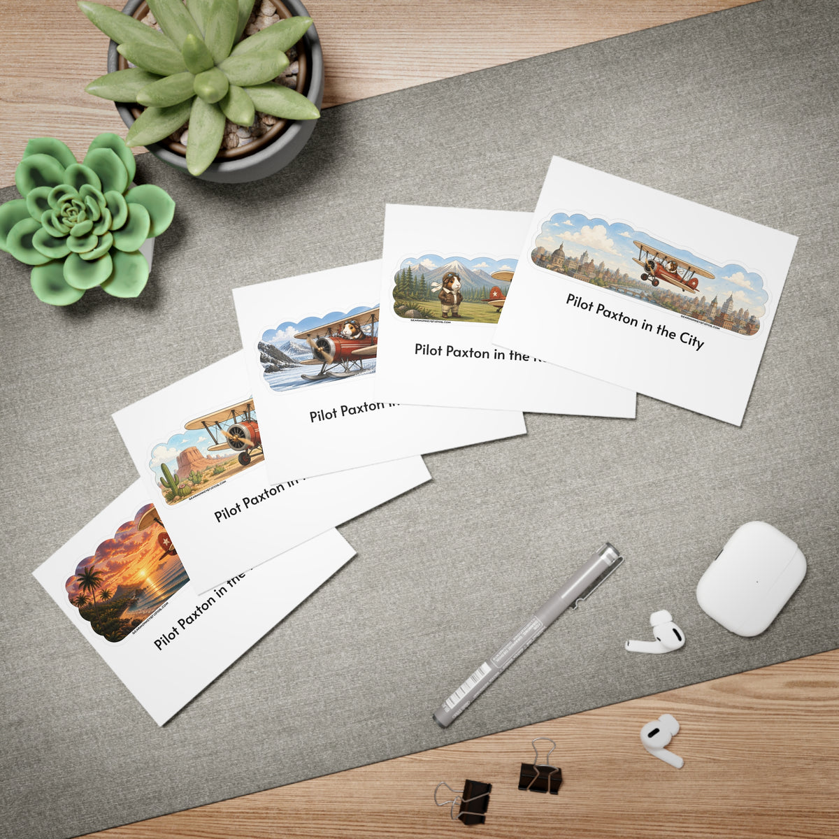 Pilot Paxton Blank Note Cards — 5-Pack of cards following Pilot Paxton's airborne adventures!