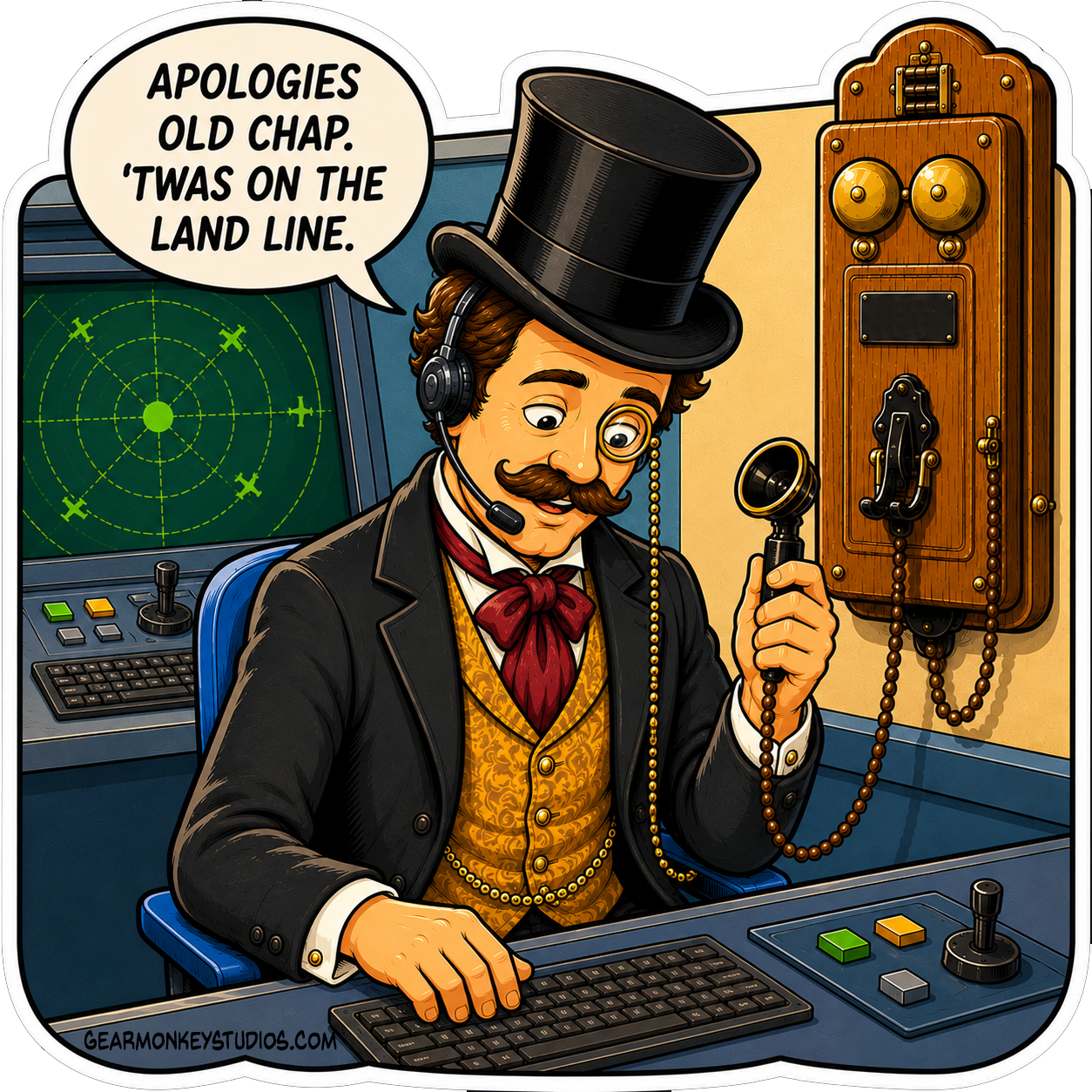 On a Landline Old Chap Sticker